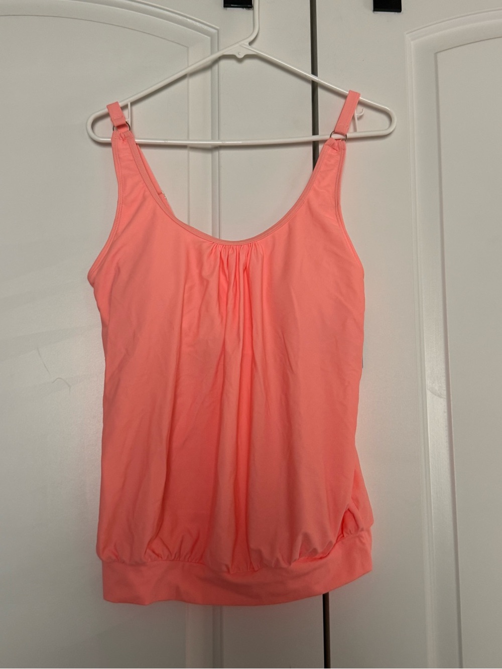 Coral Pink Women's Tank Swim Top with Adjustable Straps
